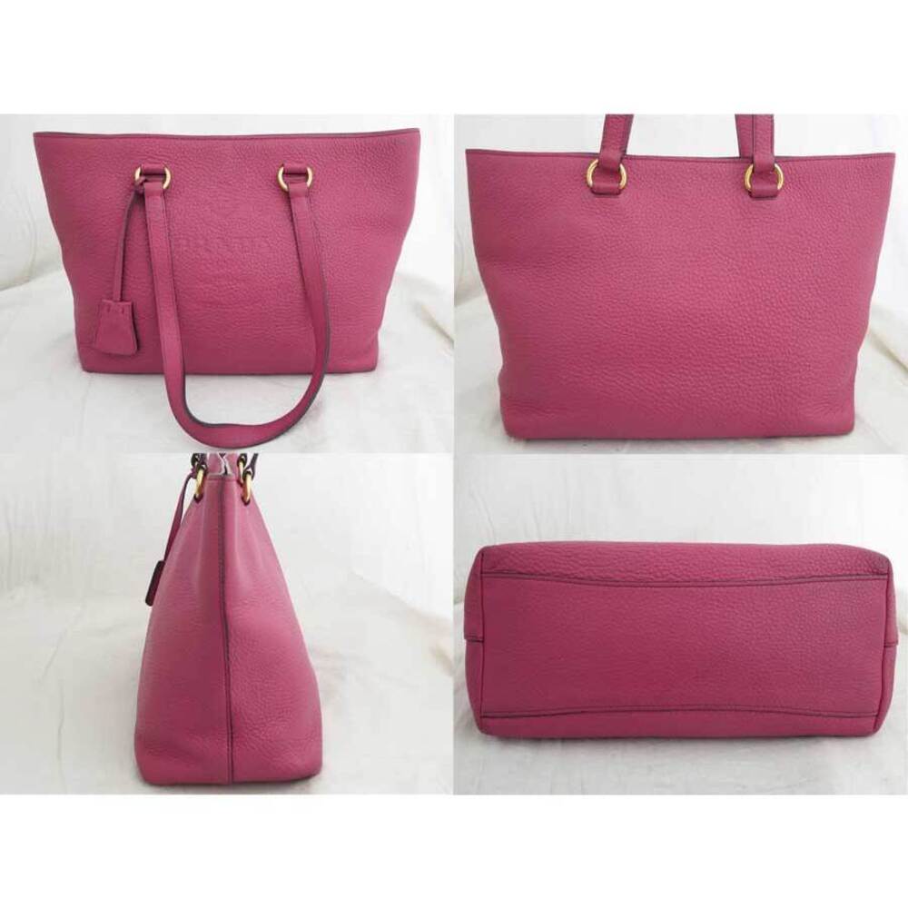 Prada Logo Shoulder Tote Pink Leather Bag